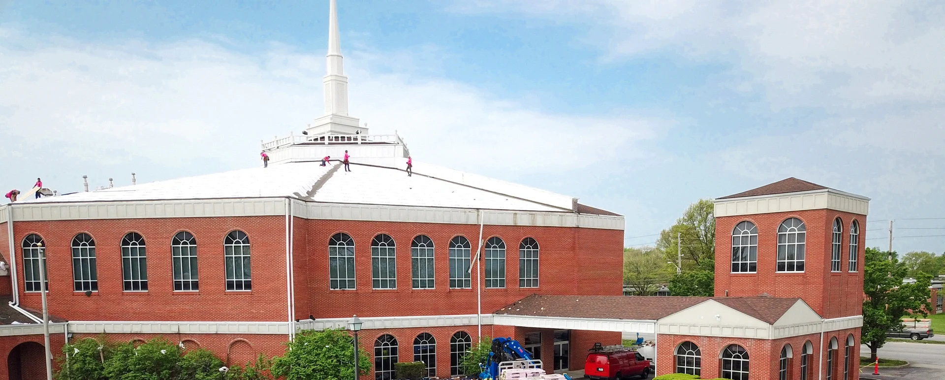 open box roofing replaces full roof of large church