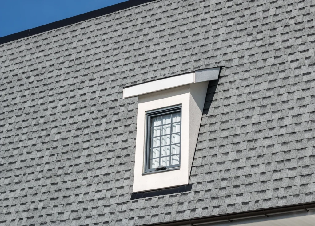 close up image of window on the architectural shingle roof