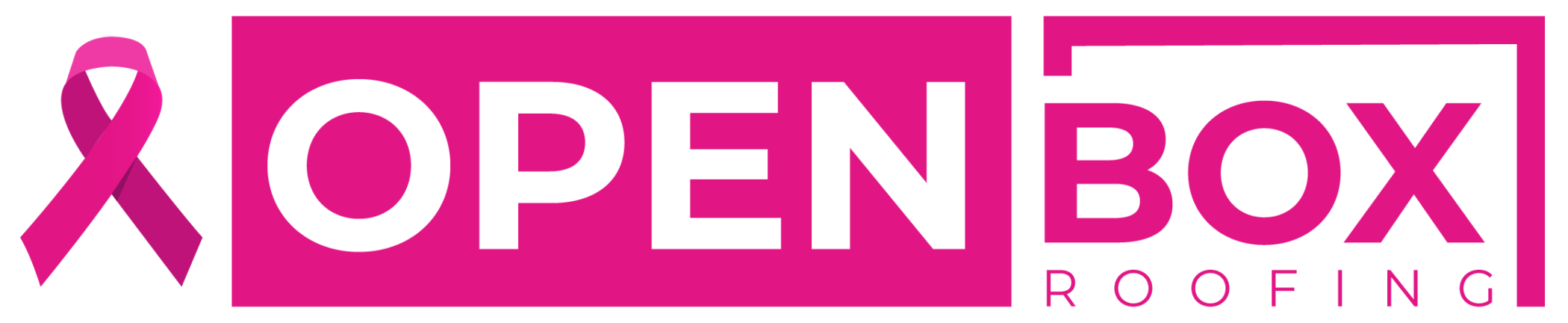 Open Box Roofing logo - breast cancer awareness