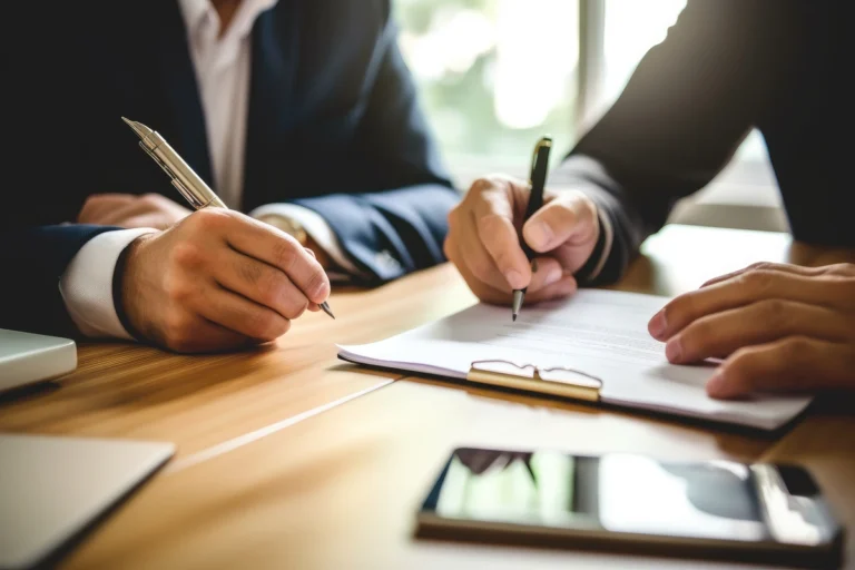 client signing document at insurance company