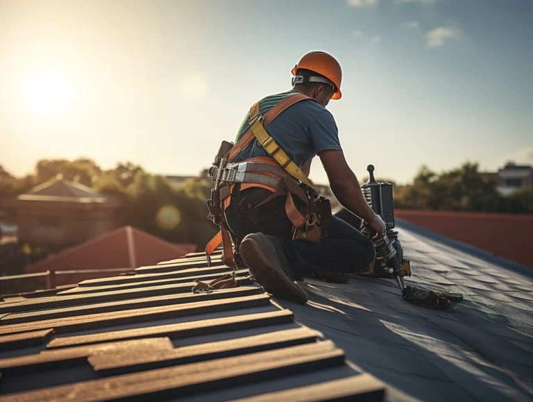 man repairing old roofing shingles