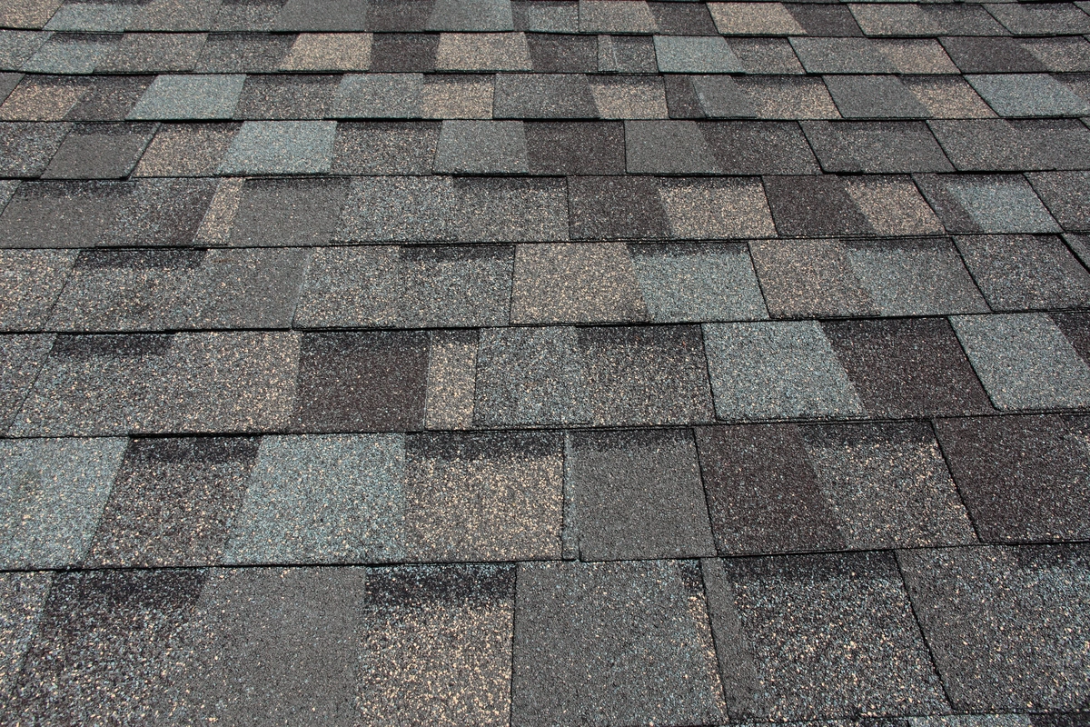 a close up of a gray shingle roof