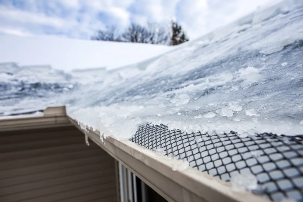 Ice dam on a roof
