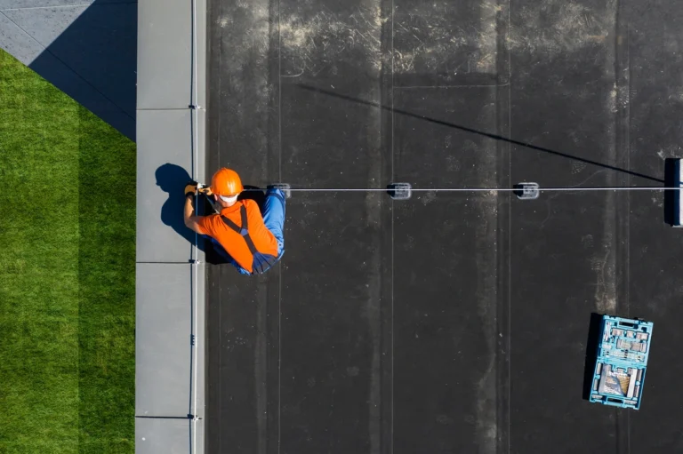 Working on a commercial roof