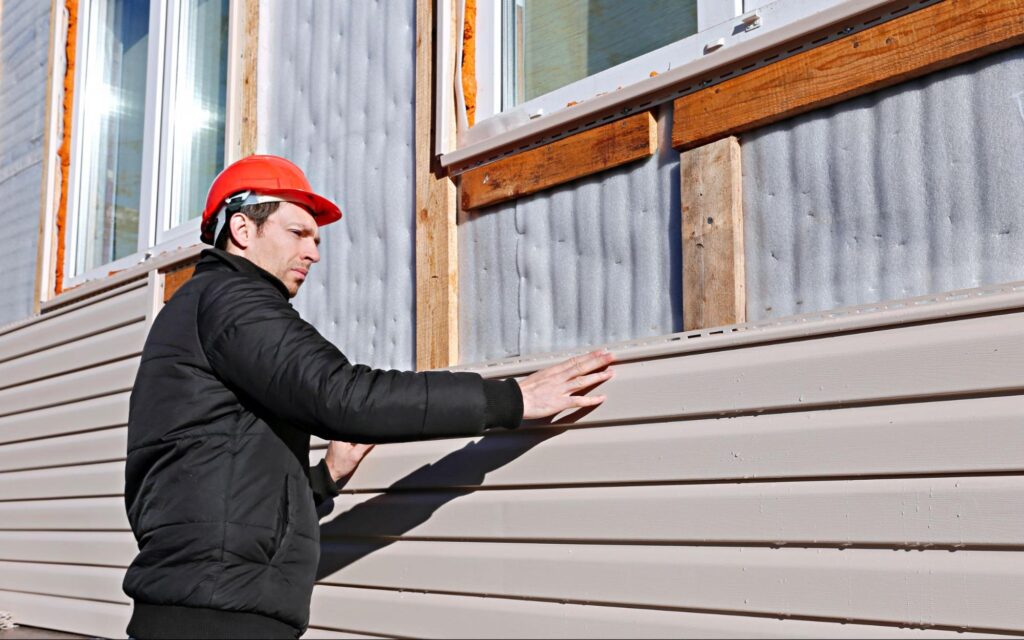 professional siding expert inspecting a project