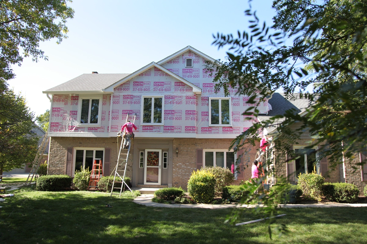 front view of open box roofing 2